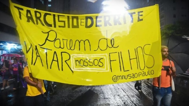 São Paulo debaixo sangue Tarcísio Derrite comandam legítima defesa racismo através polícia assassina